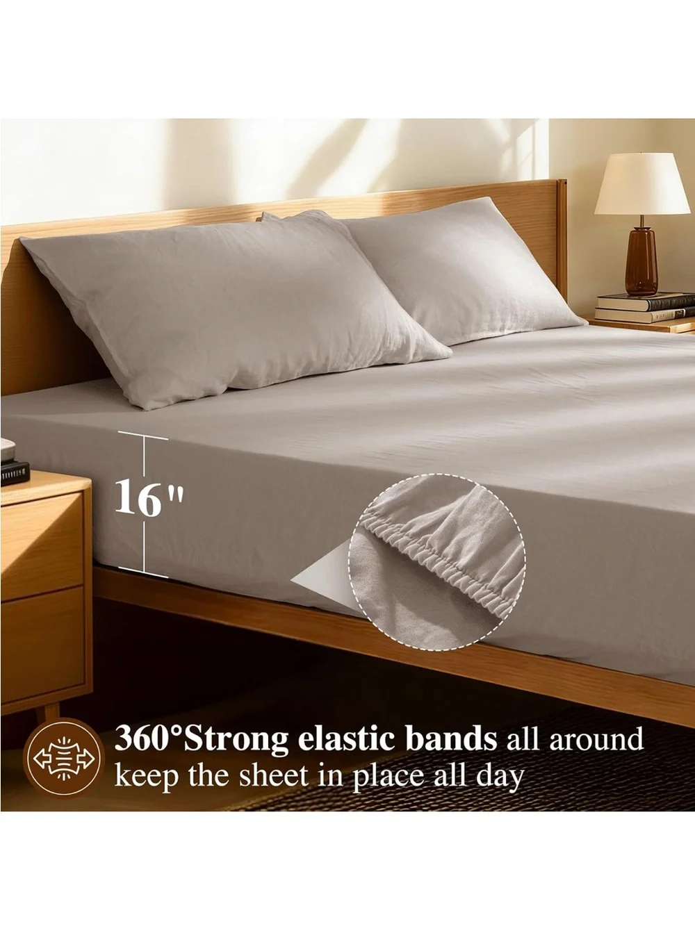 NEW 100% French Linen King Fitted (Bottom) Sheet. 16” Deep Premium Flax Linen